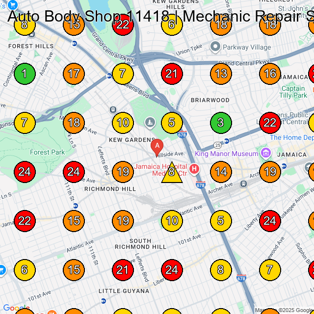 Auto Body Shop 11418 | Mechanic Repair Shop 11418 Auto Repair Shop GeoGrid ranking map for Richmond Hill NY